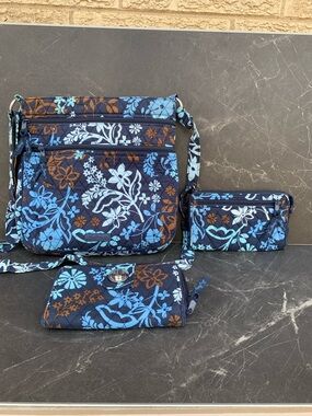 Vera Bradley Triple Zip Hipster Crossbody Bag set in the Java Floral pattern.